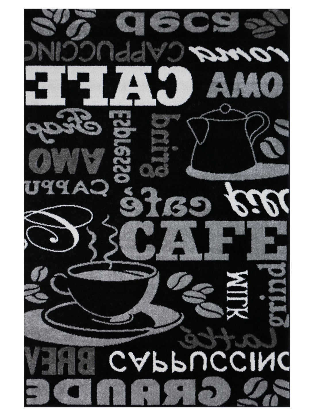 Kitchen rug, carpet runner, coffee design, modern coffee pattern in black, ideal for the lounge or kitchen-zoom-3