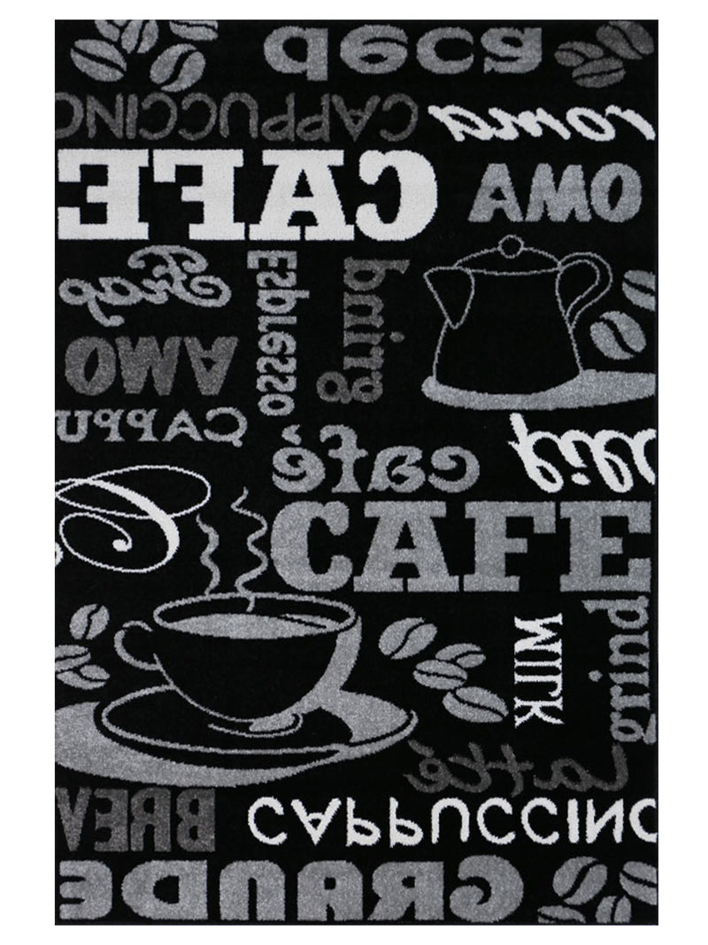 Kitchen rug, carpet runner, coffee design, modern coffee pattern in black, ideal for the lounge or kitchen-zoom-