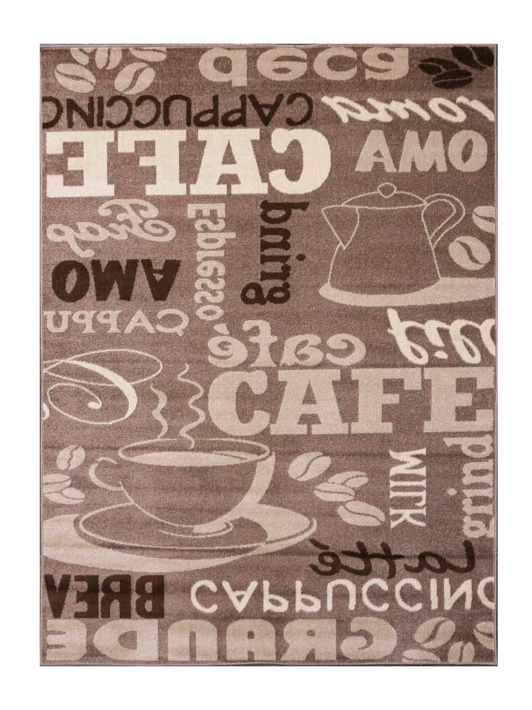 Kitchen rug, carpet runner, modern coffee design in brown and beige, suitable for lounge or kitchen