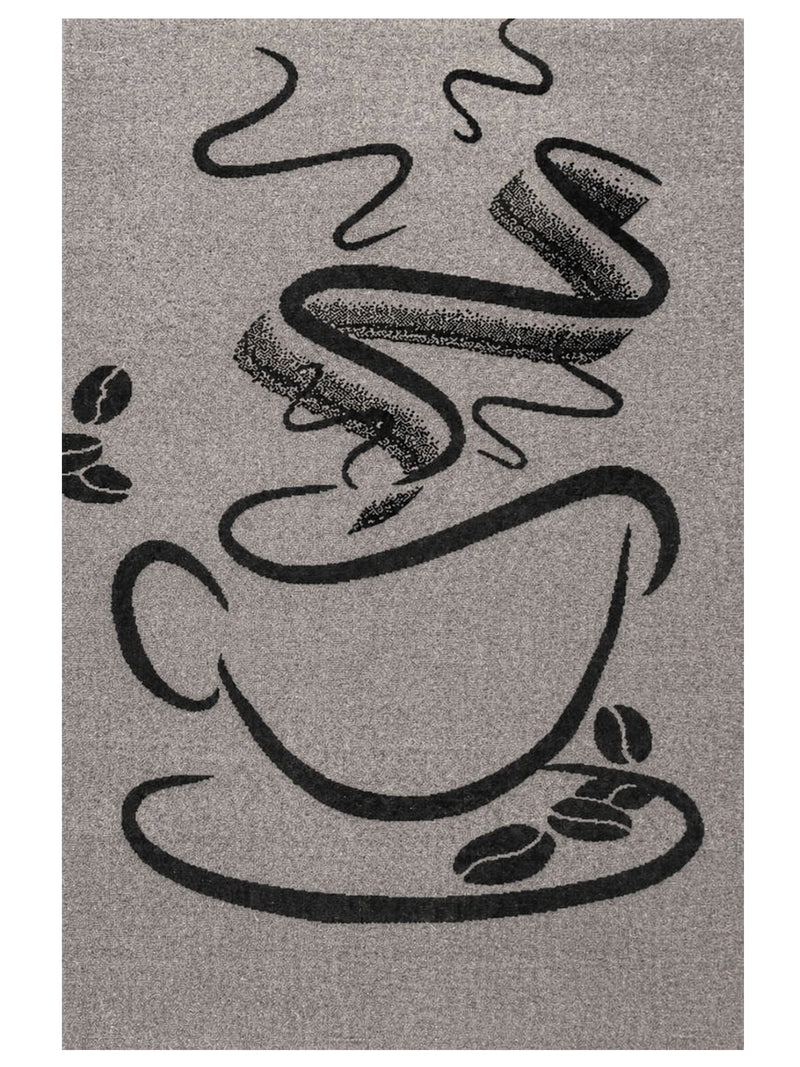 Küchenteppich Trendiger Kaffee Teppich, Cappuccino Muster Tasse Kurzflor in  Braun, Grau &Schwarz-zoom-