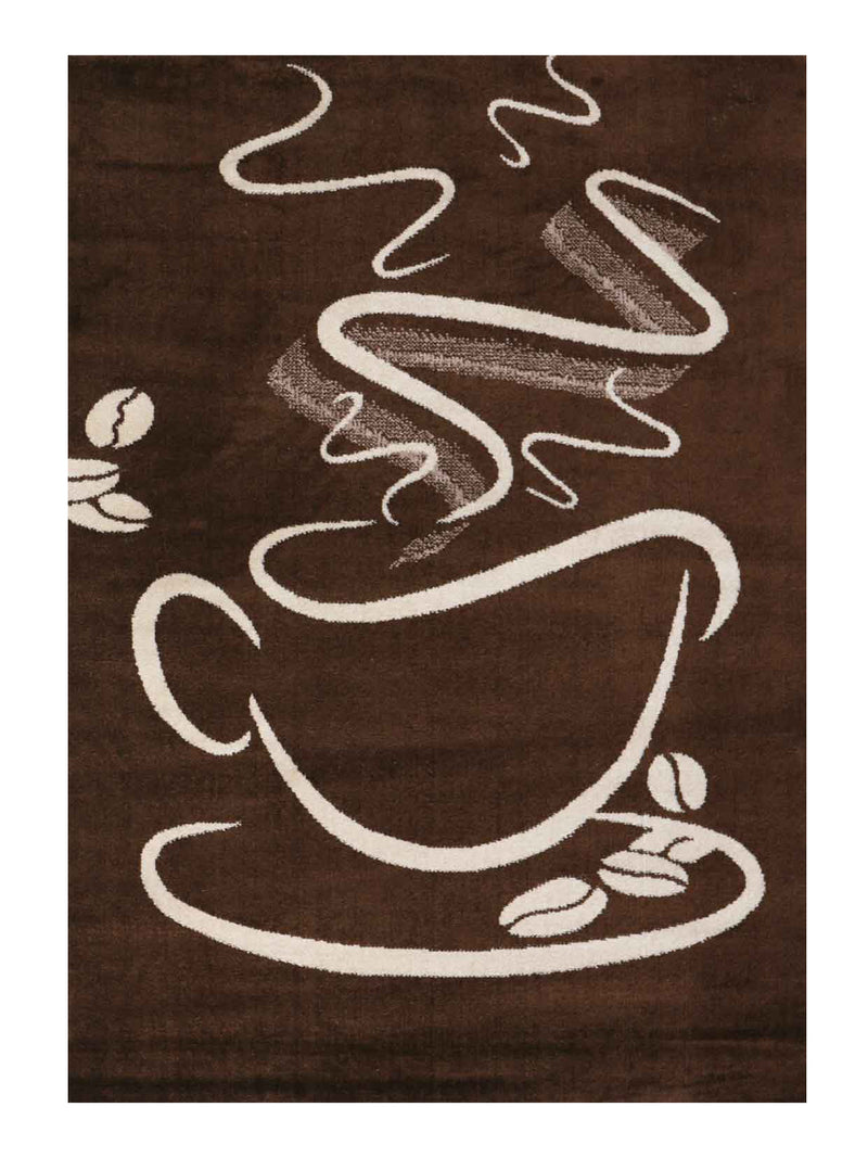 Küchenteppich Trendiger Kaffee Teppich, Cappuccino Muster Tasse Kurzflor in  Braun, Grau &Schwarz-zoom-