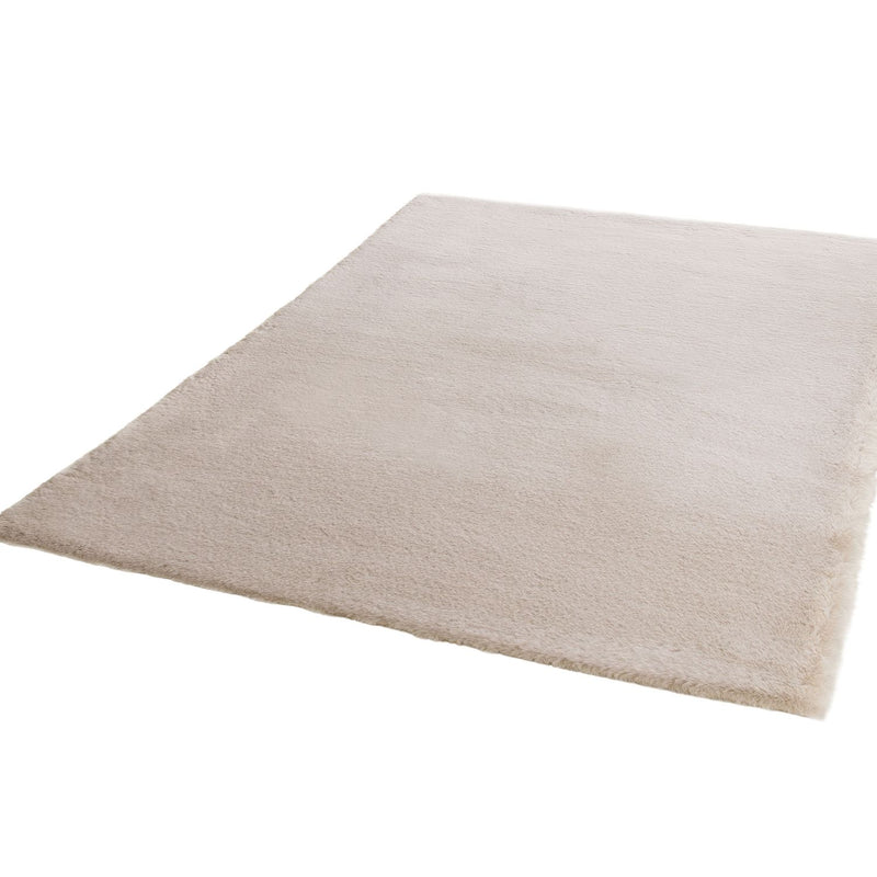 Faux fur rug in beige, dense, fluffy, silky sheen-zoom-
