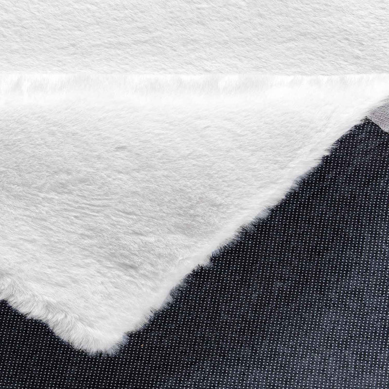 Faux fur rug in cream, dense, fluffy, silky sheen-zoom-
