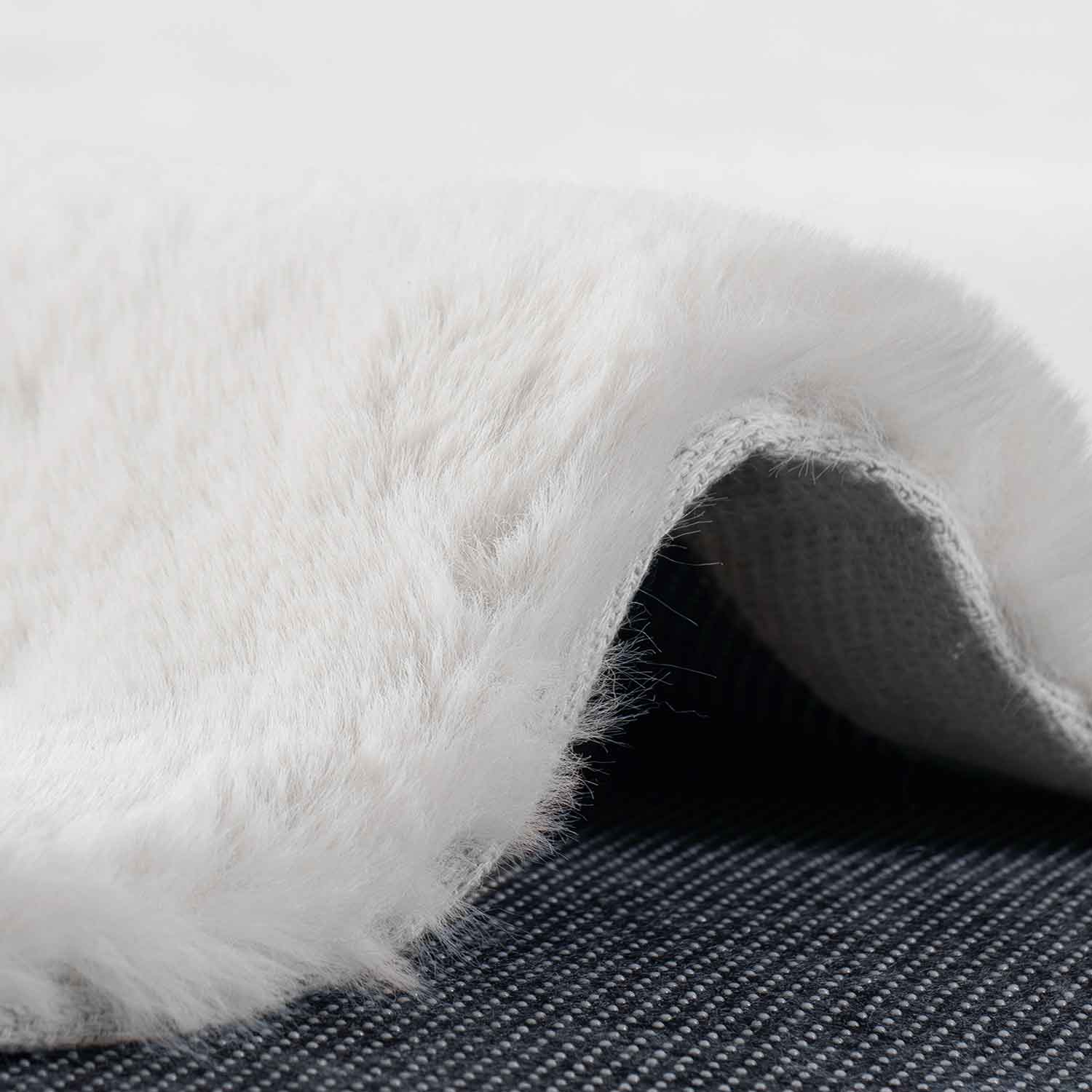 Faux fur rug in cream, dense, fluffy, silky sheen-zoom-3