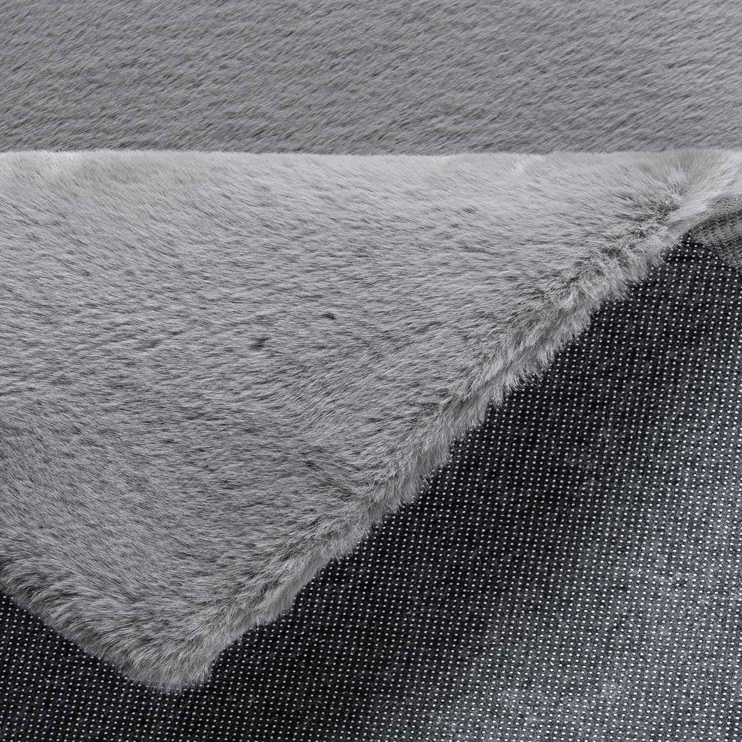 Faux fur rug in grey, dense, fluffy, silky sheen, high pile-zoom-3