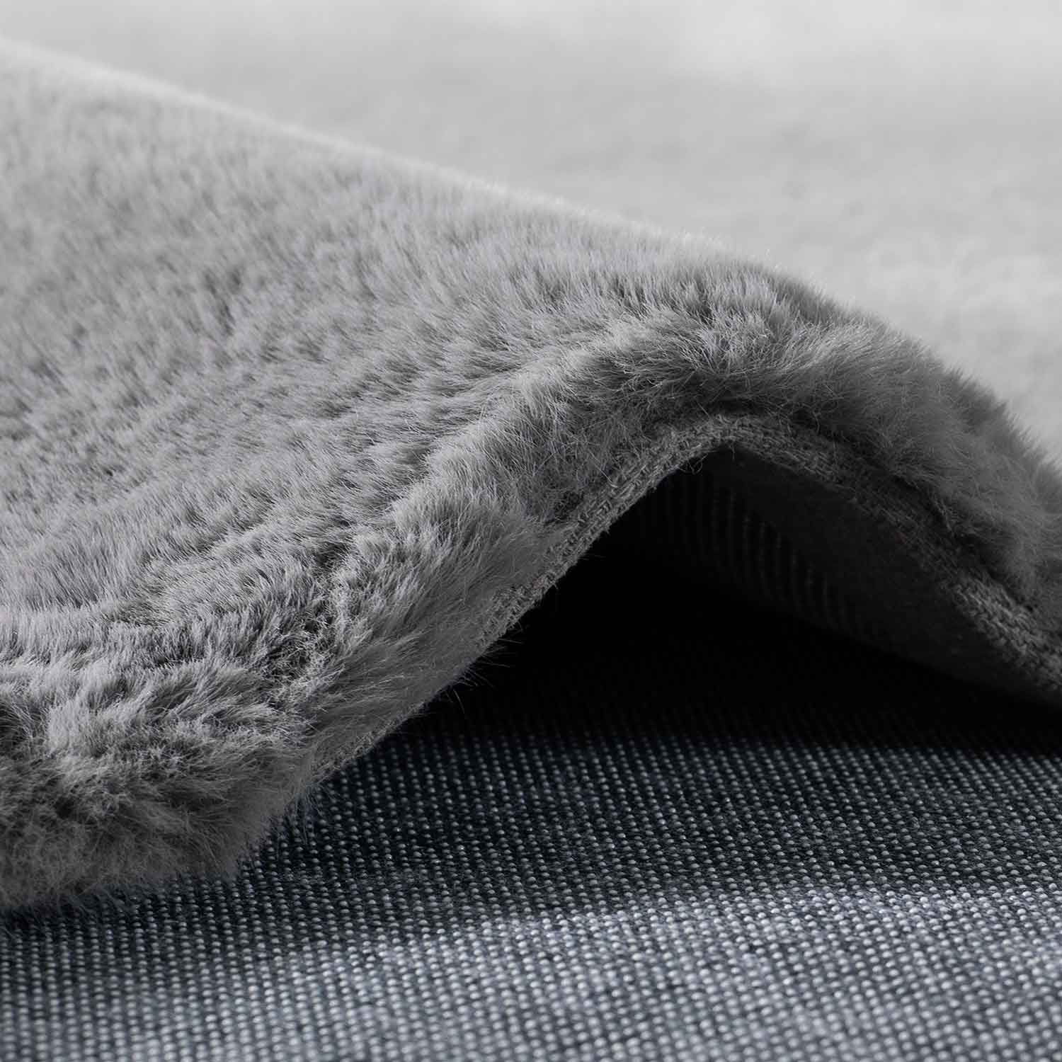 Faux fur rug in grey, dense, fluffy, silky sheen, high pile-zoom-4