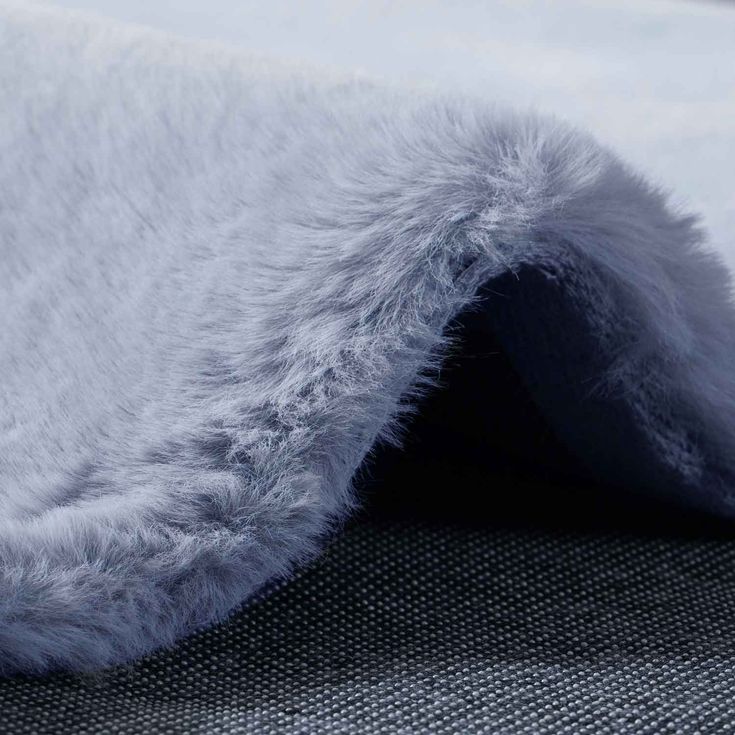 Faux fur rug in light grey, dense, fluffy, silky sheen-zoom-2