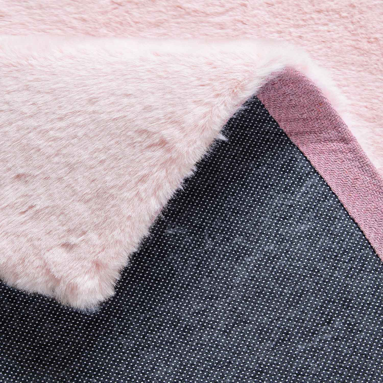 Faux fur rug in rose, dense, fluffy, silky sheen-zoom-4