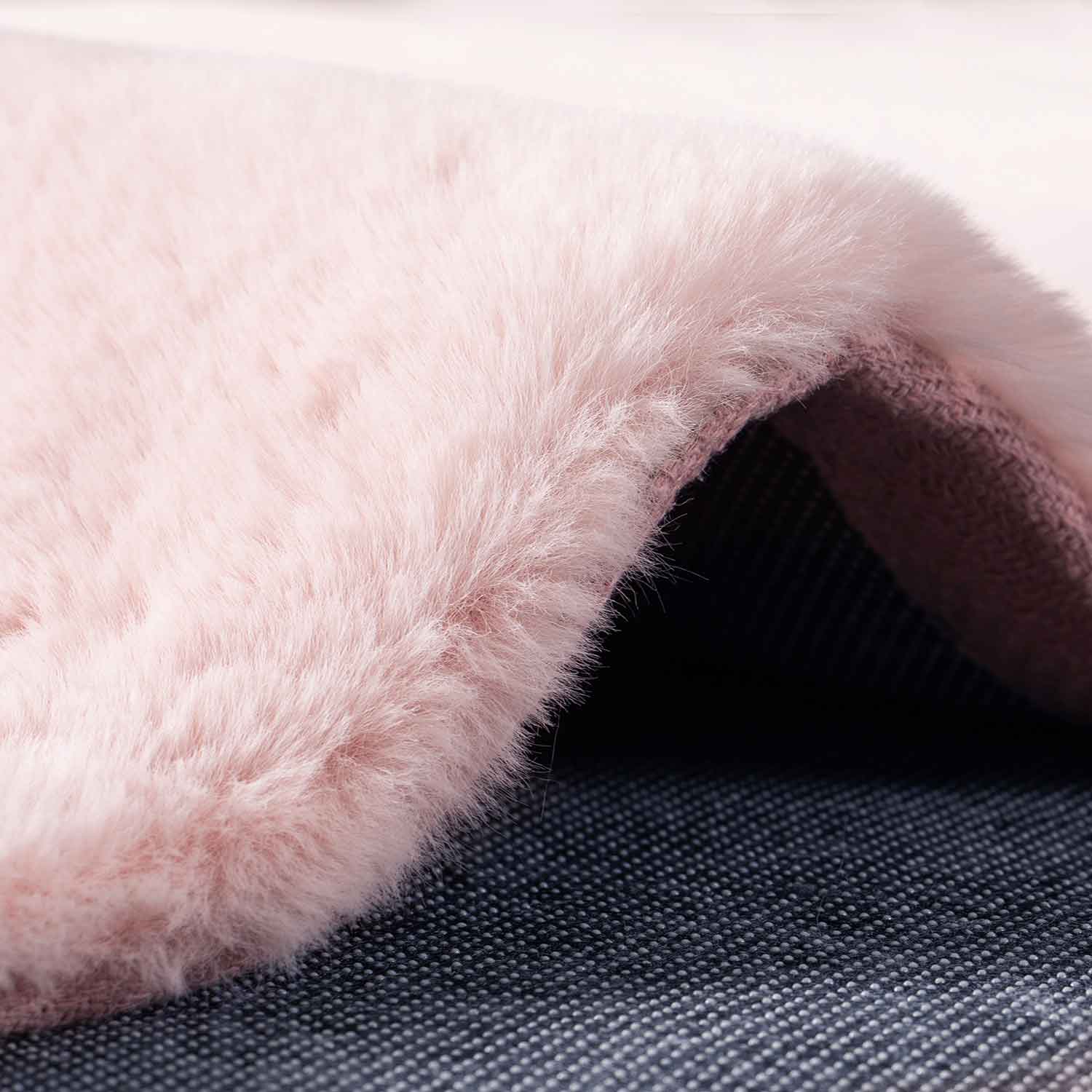 Faux fur rug in rose, dense, fluffy, silky sheen-3