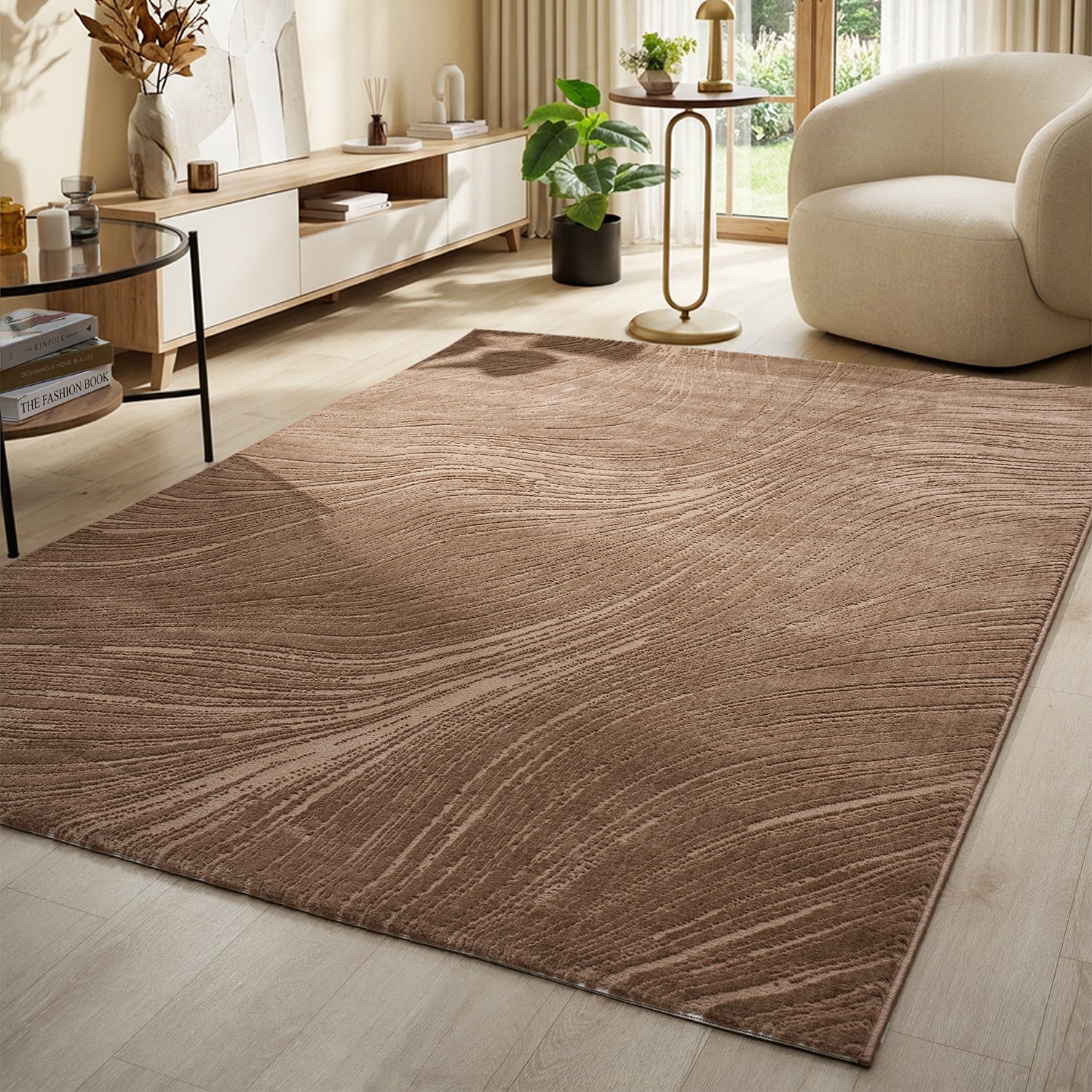 Short Pile Boho Rug with 3D High-Low Effect – Rug for Living Room & Bedroom-15