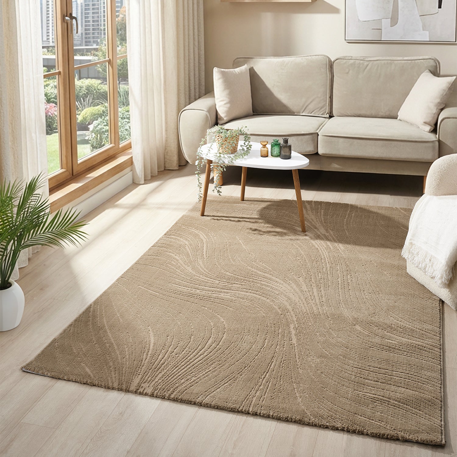 Short Pile Boho Rug with 3D High-Low Effect – Rug for Living Room & Bedroom-19