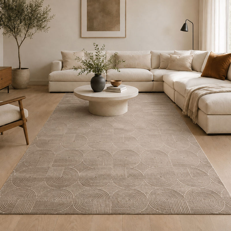 Kurzflor Teppich Boho 3D Hoch-Tief-Effekt – Teppich Wohnzimmer & Schlafzimmer-zoom-