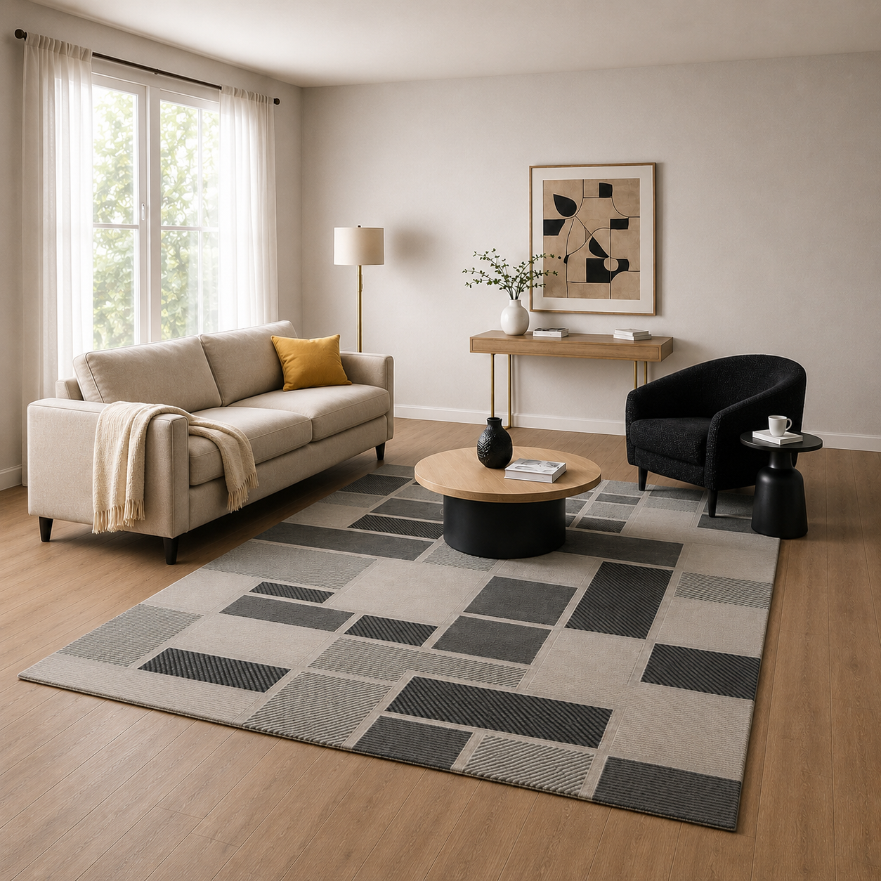 Kurzflor Teppich Boho 3D Hoch-Tief-Effekt – Teppich Wohnzimmer & Schlafzimmer-21