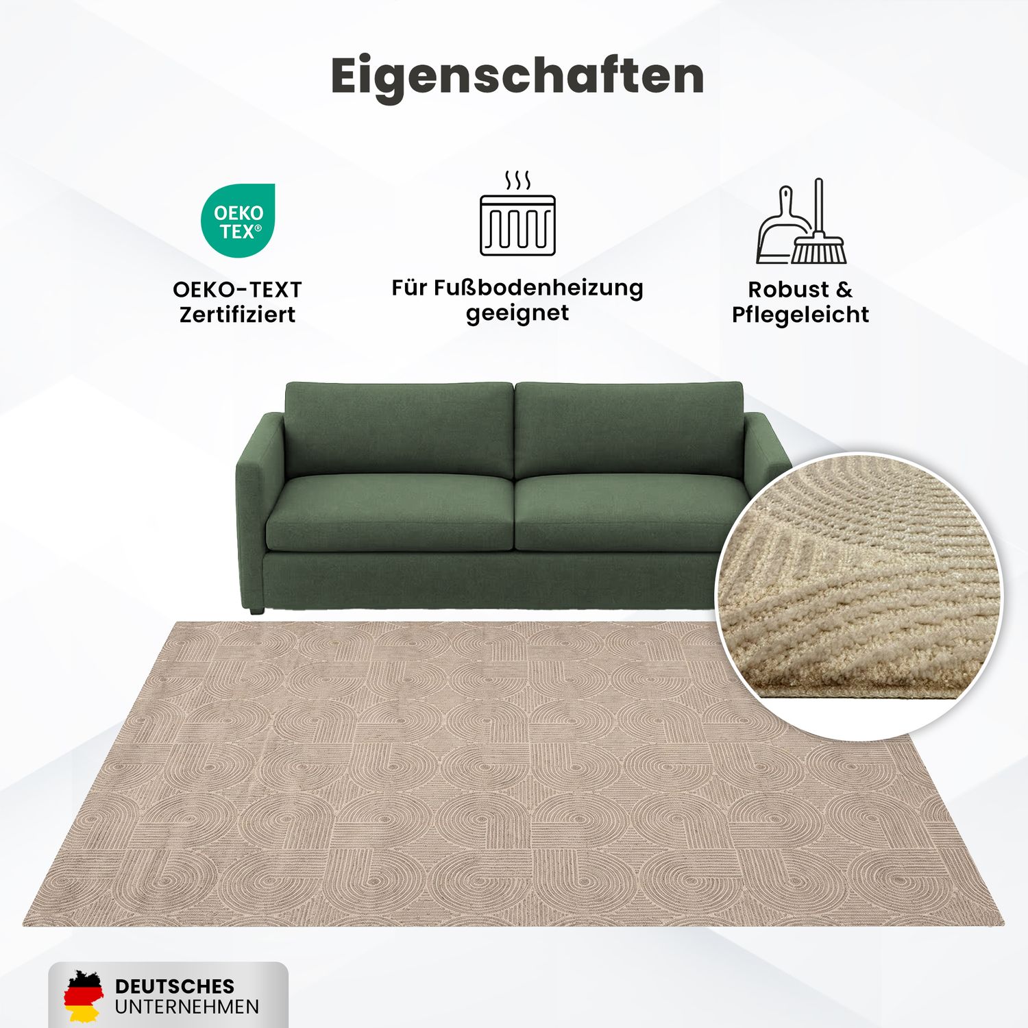 Kurzflor Teppich Boho 3D Hoch-Tief-Effekt – Teppich Wohnzimmer & Schlafzimmer-15