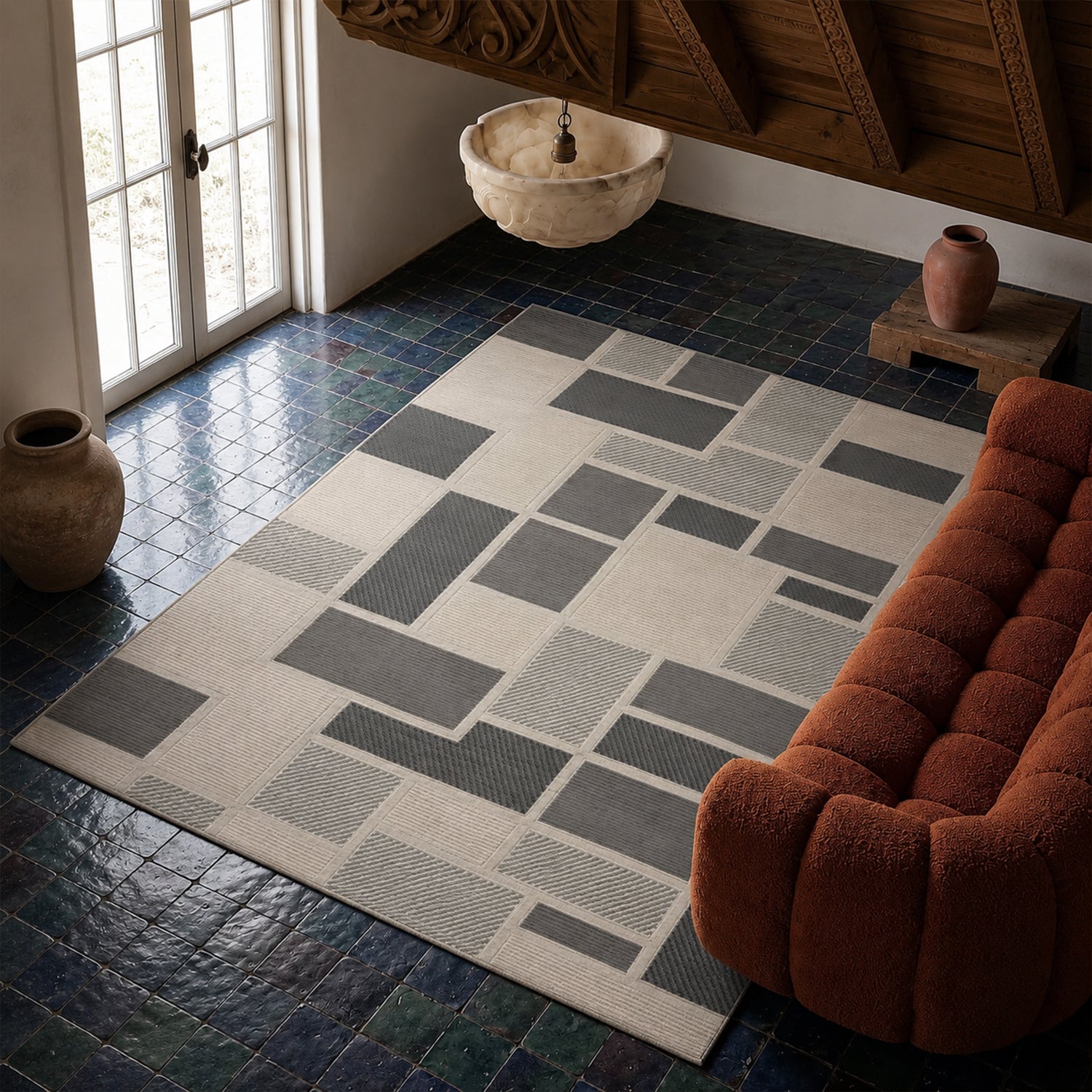 Kurzflor Teppich Boho 3D Hoch-Tief-Effekt – Teppich Wohnzimmer & Schlafzimmer-zoom-34