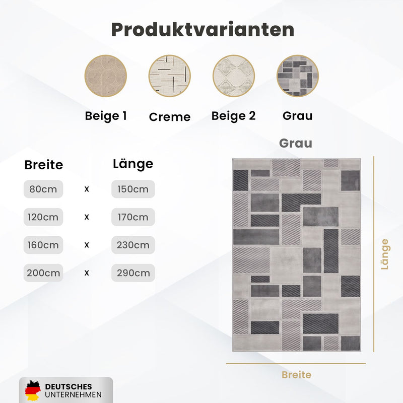 Kurzflor Teppich Boho 3D Hoch-Tief-Effekt – Teppich Wohnzimmer & Schlafzimmer-zoom-