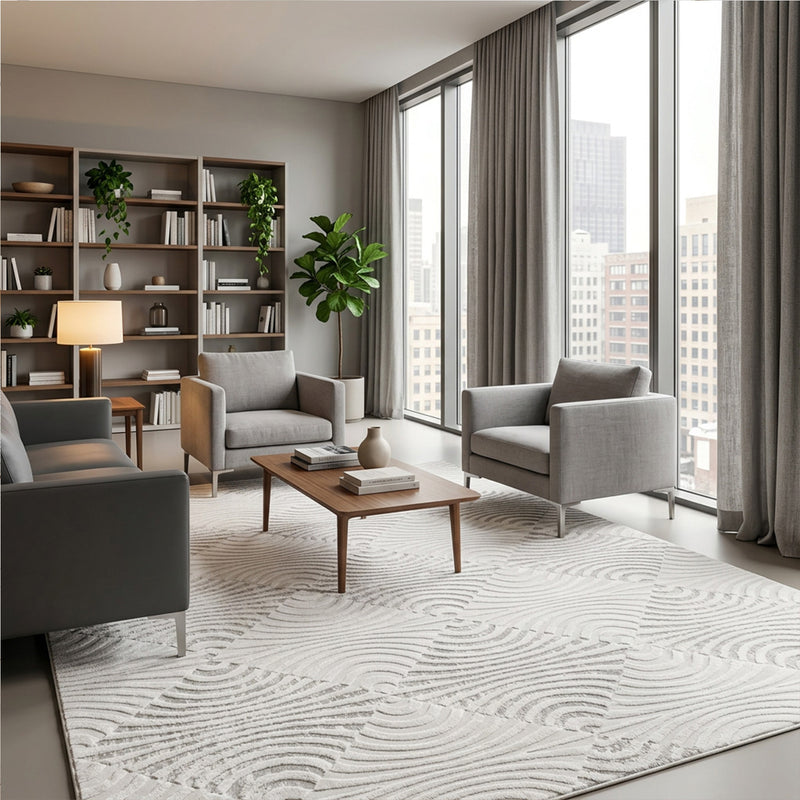 Kurzflor Teppich Boho 3D Hoch-Tief-Effekt – Teppich Wohnzimmer & Schlafzimmer-zoom-