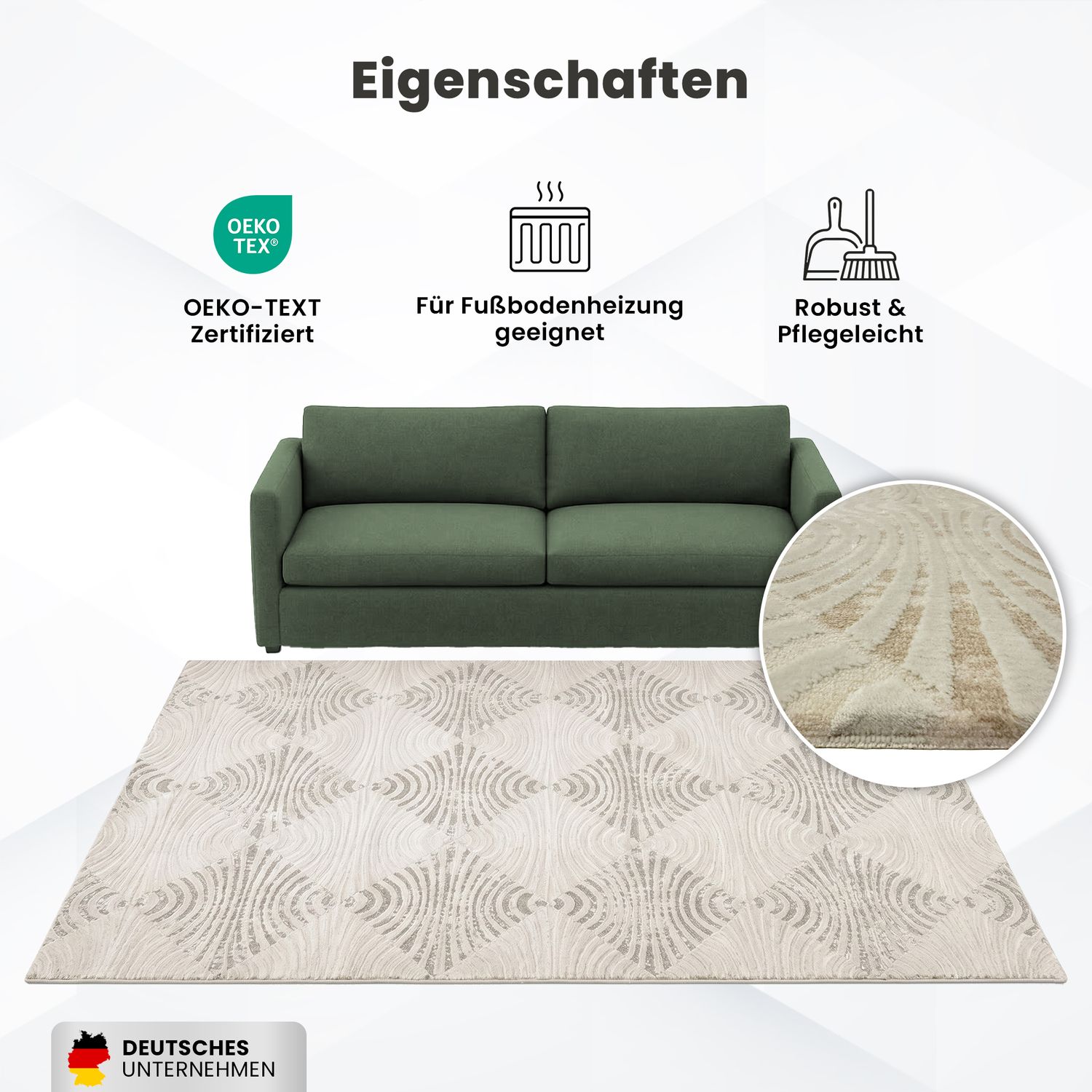 Kurzflor Teppich Boho 3D Hoch-Tief-Effekt – Teppich Wohnzimmer & Schlafzimmer-14