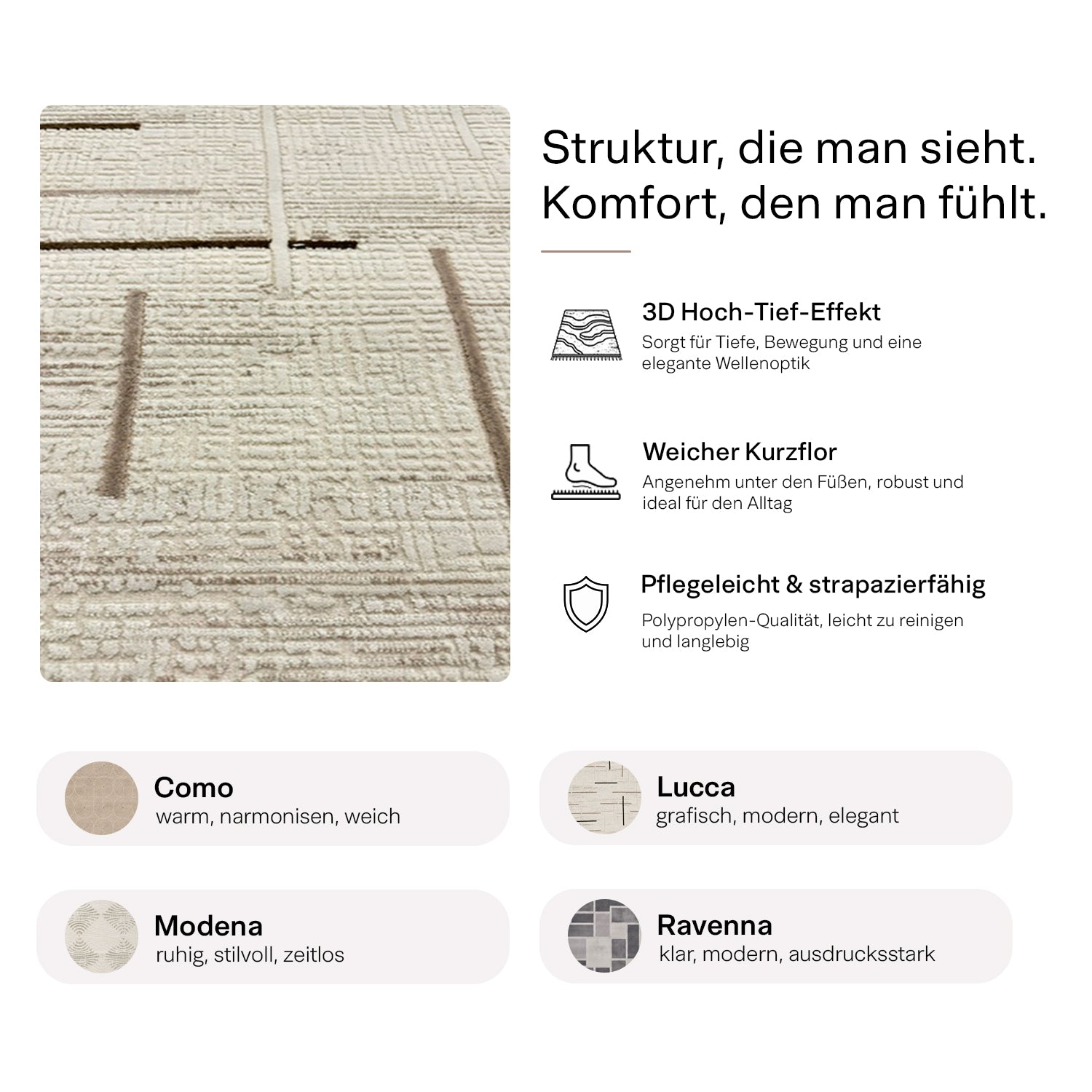 Kurzflor Teppich Boho 3D Hoch-Tief-Effekt – Teppich Wohnzimmer & Schlafzimmer-zoom-17