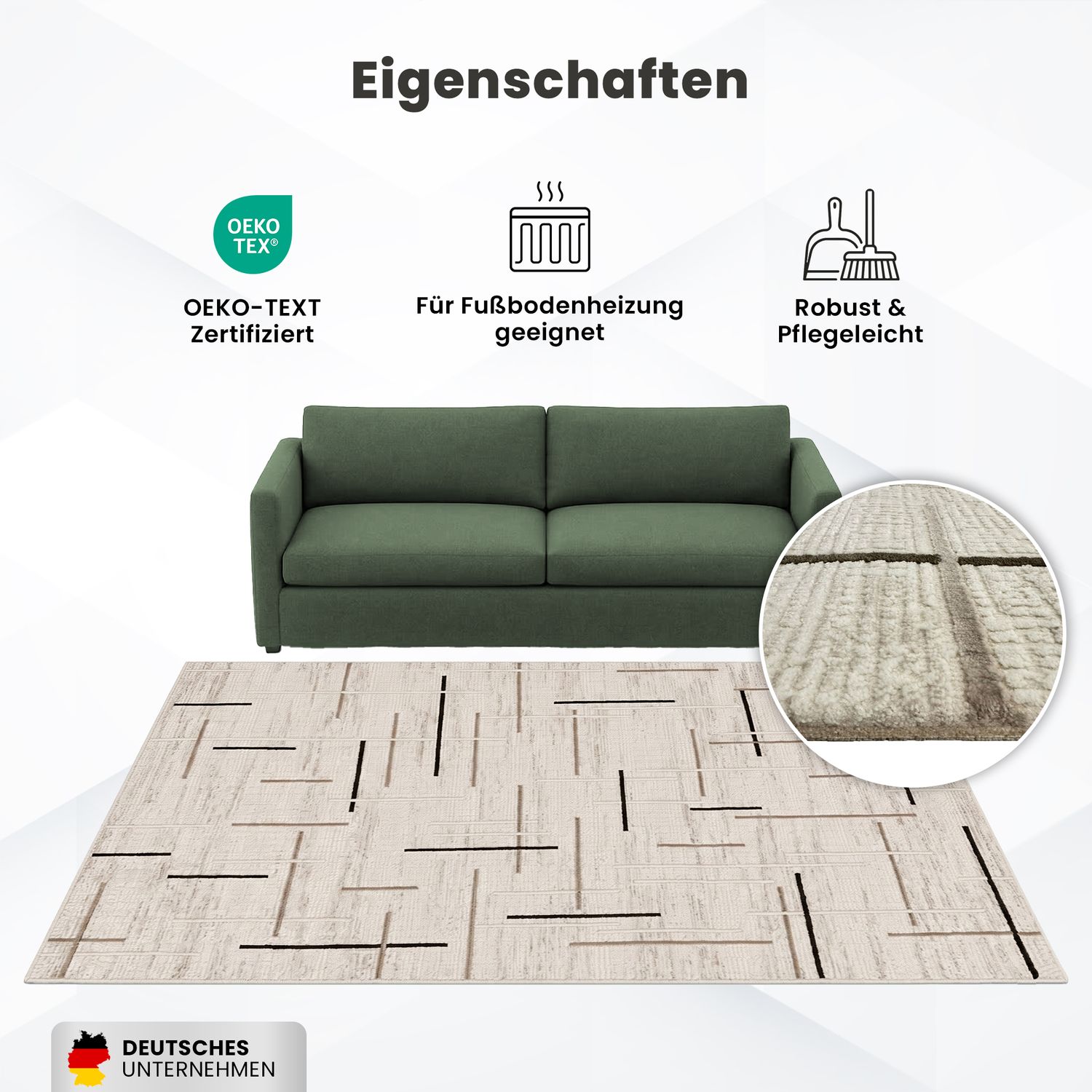 Kurzflor Teppich Boho 3D Hoch-Tief-Effekt – Teppich Wohnzimmer & Schlafzimmer-zoom-13
