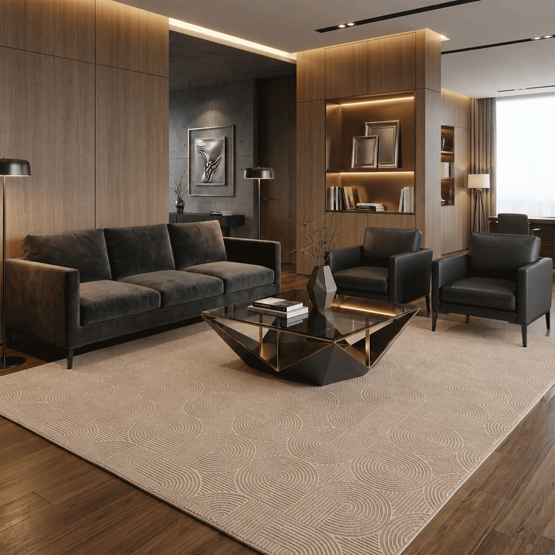 Kurzflor Teppich Boho 3D Hoch-Tief-Effekt – Teppich Wohnzimmer & Schlafzimmer-zoom-