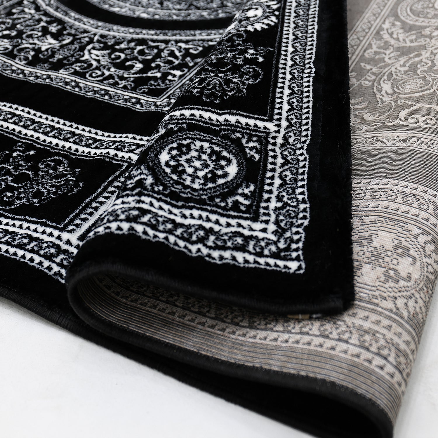 Kurzflor Teppich Orientalisch Schwarz & Gold– Teppich Wohnzimmer & Schlafzimmer-zoom-7