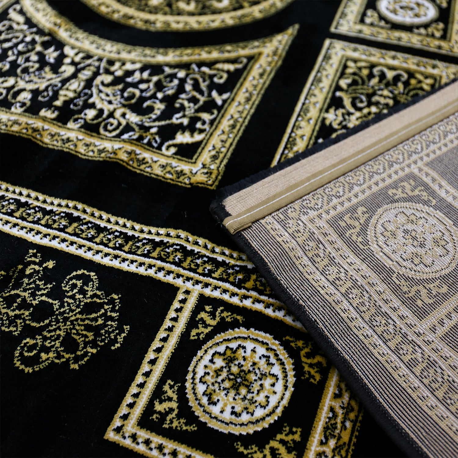 Kurzflor Teppich Orientalisch Schwarz & Gold– Teppich Wohnzimmer & Schlafzimmer-zoom-14