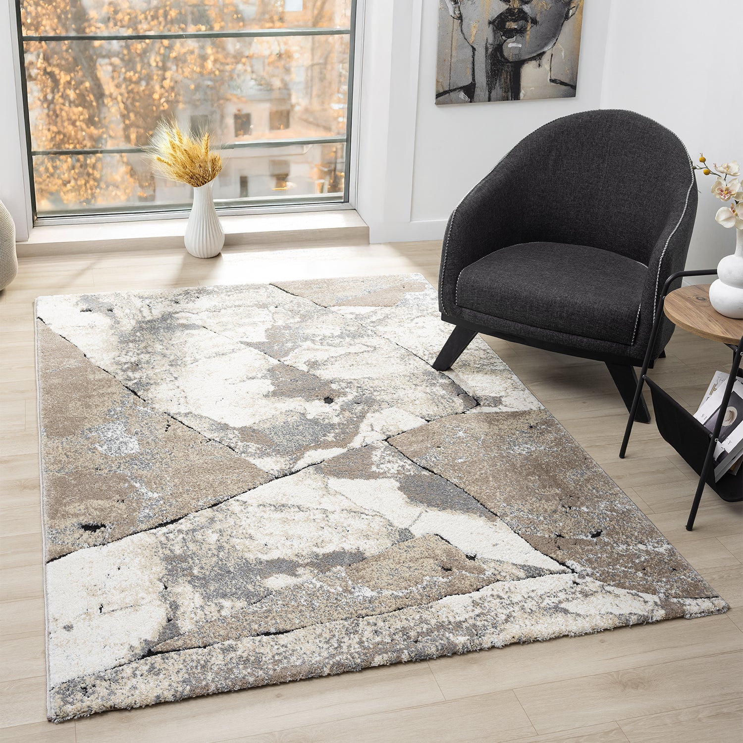 Short Pile Rug Modern Living Room Bedroom Soft with Pattern