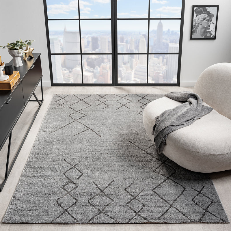 Short-pile carpet, Scandinavian style, Berber look, living room, bedroom, modern stripes-zoom-