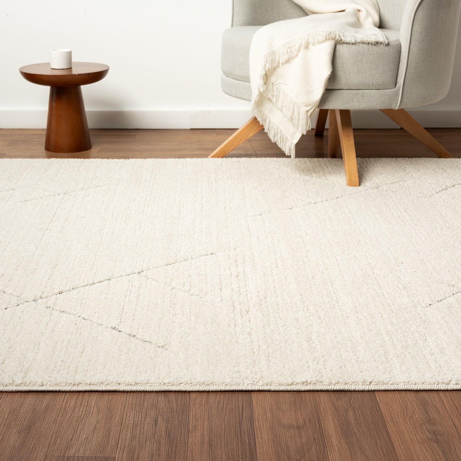 Short-pile carpet, Scandinavian style, Berber look, living room, bedroom, modern stripes-zoom-9