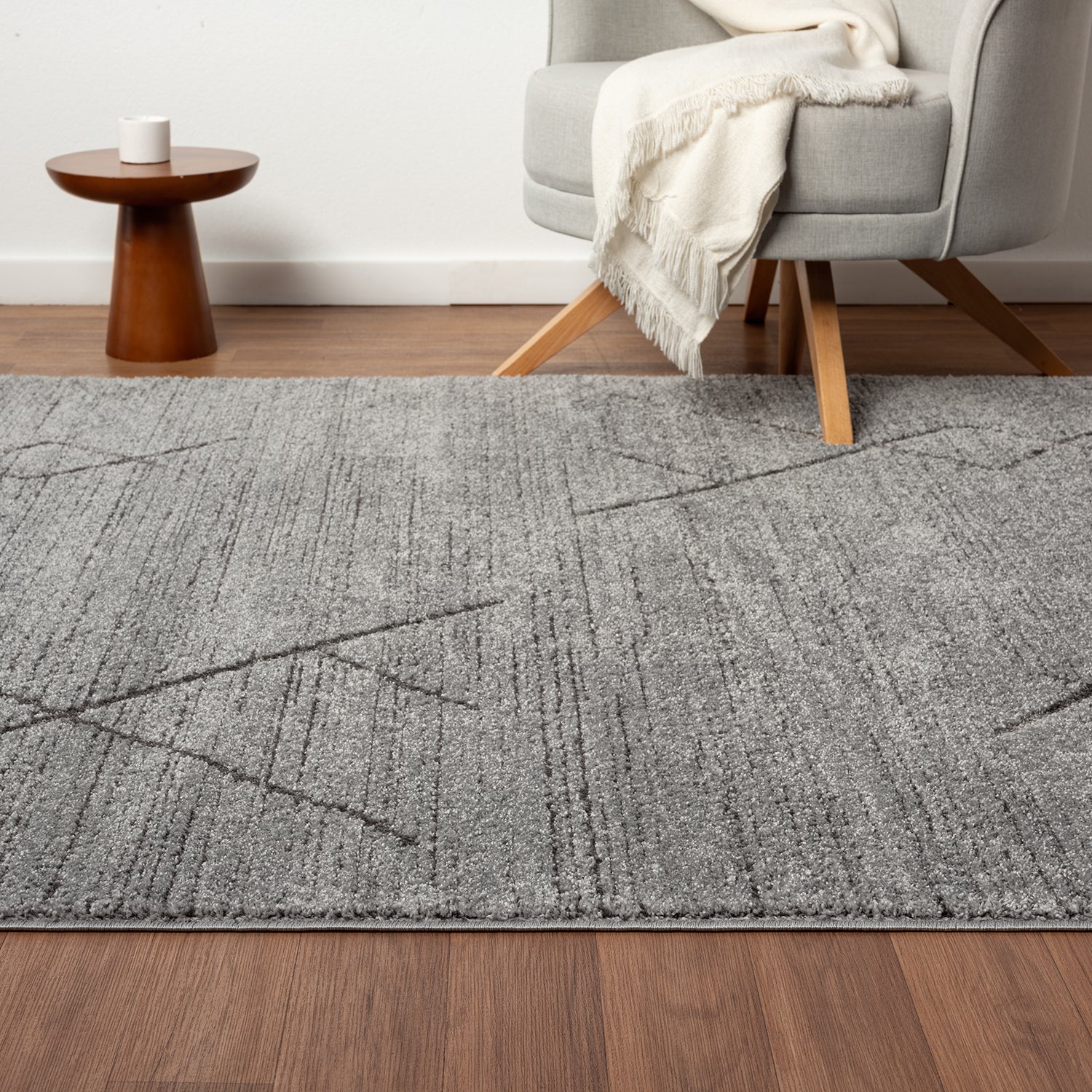 Short-pile carpet, Scandinavian style, Berber look, living room, bedroom, modern stripes-zoom-3