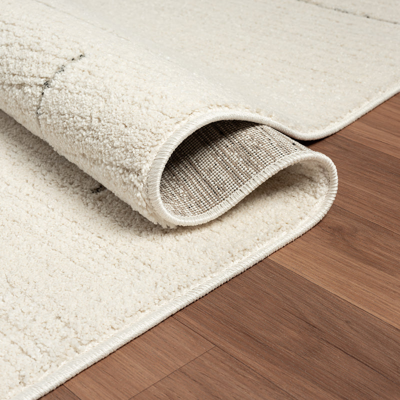 Short-pile rug, Scandinavian style, living room, bedroom, boho look, soft stripes-zoom-