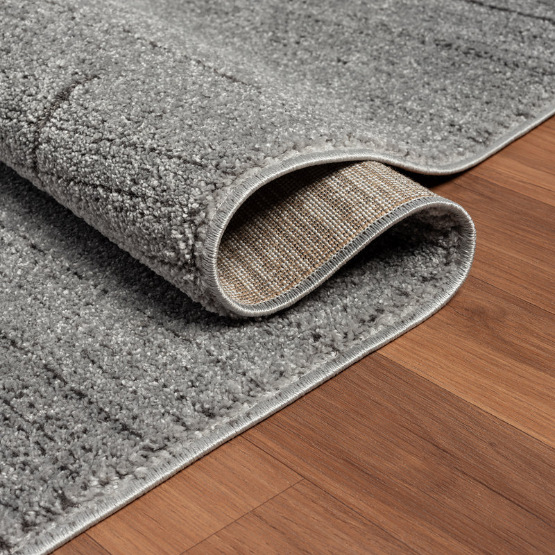 Short-pile rug, Scandinavian style, living room, bedroom, boho look, soft stripes-zoom-