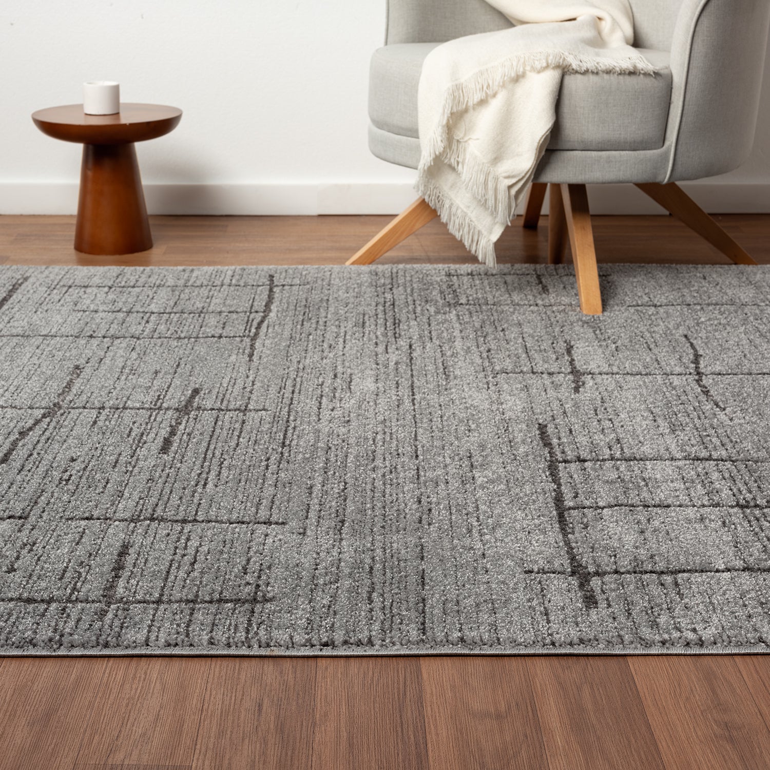 Short-pile rug, Scandinavian style, living room, bedroom, boho look, soft stripes-zoom-12