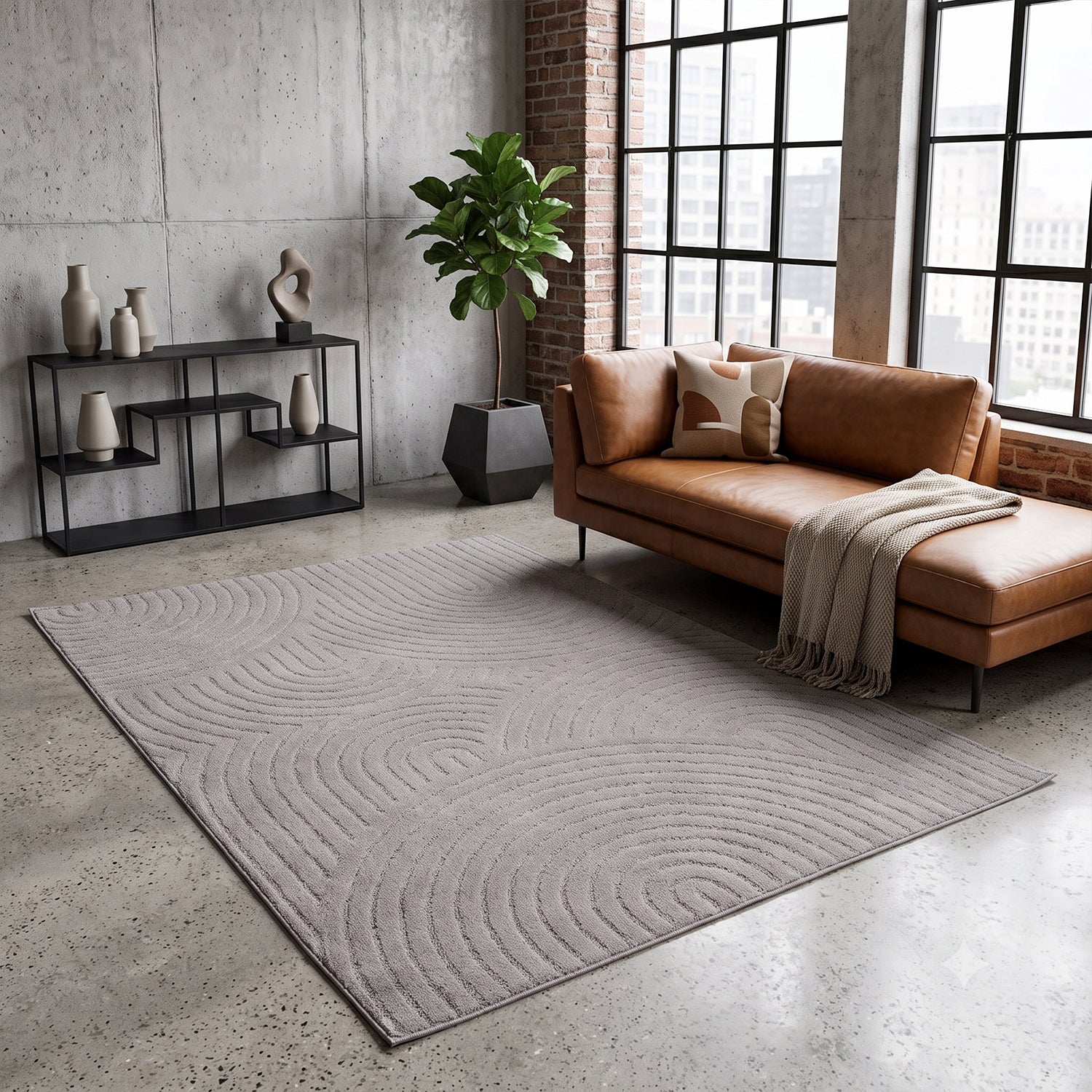 High-pile, long-pile rug, modern, for living room, bedroom, ultra-soft pattern-54