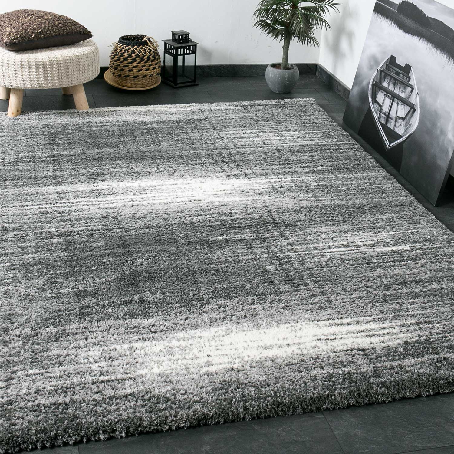 Nizza9074 Grey Shaggy Rug Microfiber Extra Fluffy-2
