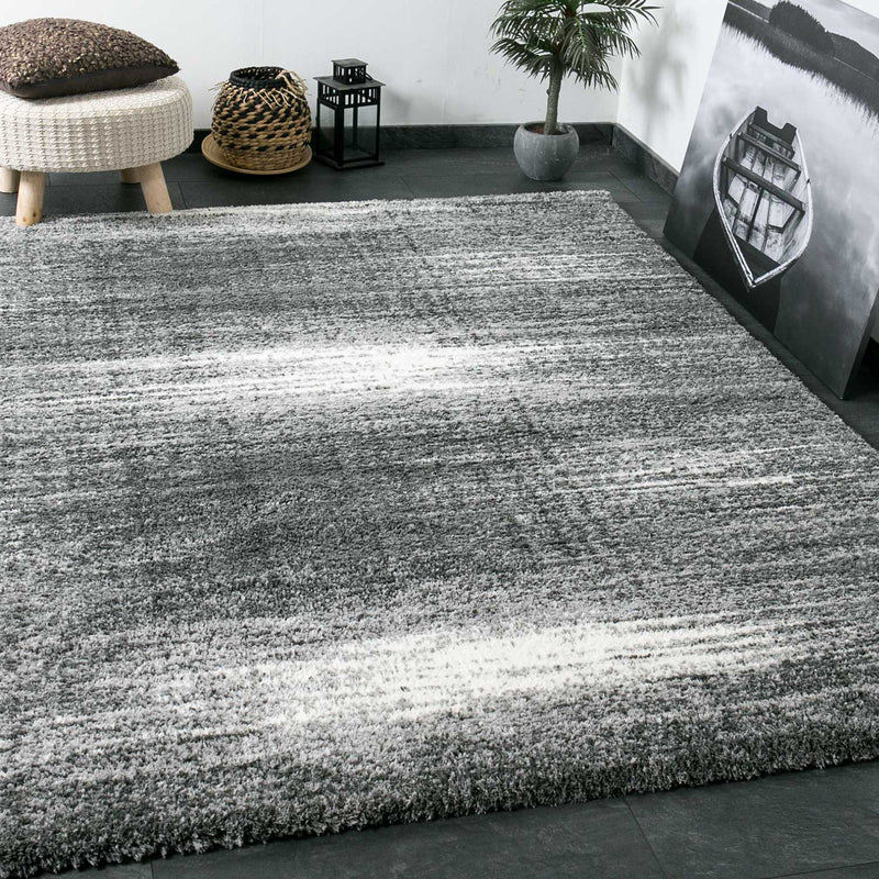 Nizza9074 Grey Shaggy Rug Microfiber Extra Fluffy-zoom-