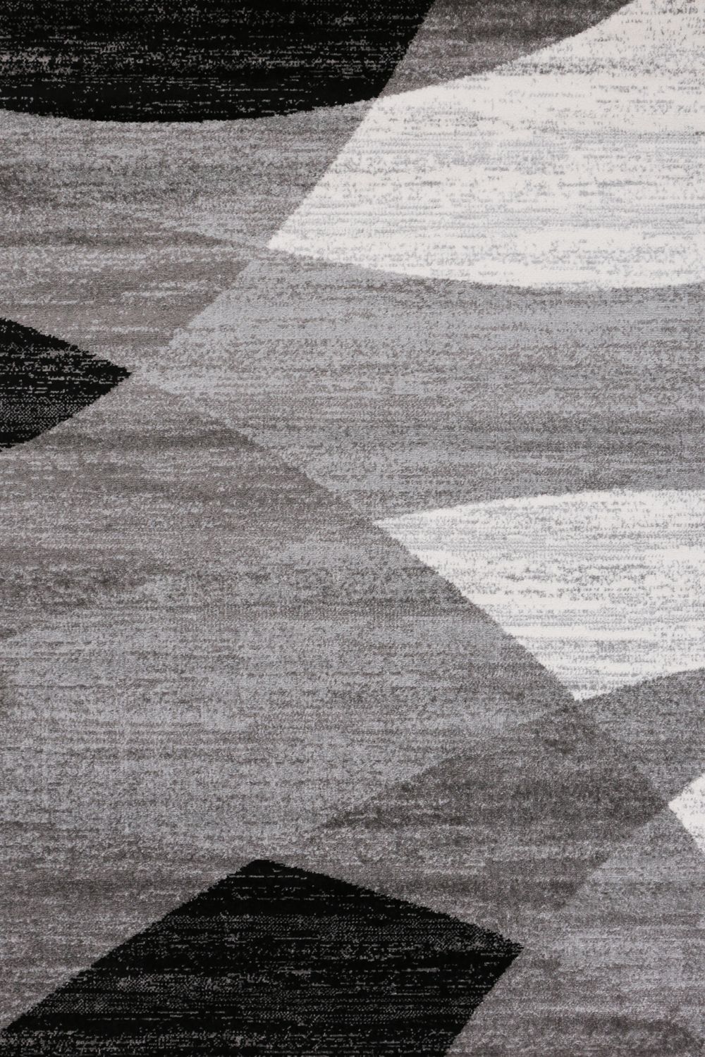 Geometric Pattern Mottled Rug in Grey, White, and Black, Short Pile Runner for Living Room