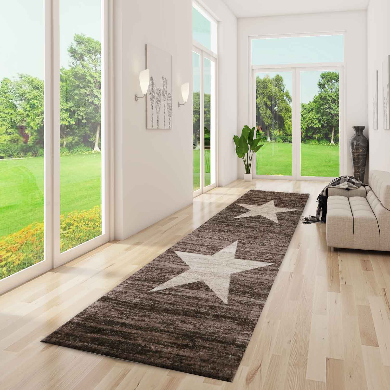 Milano9121 Beige Trendy Short Pile Rug, Star Pattern