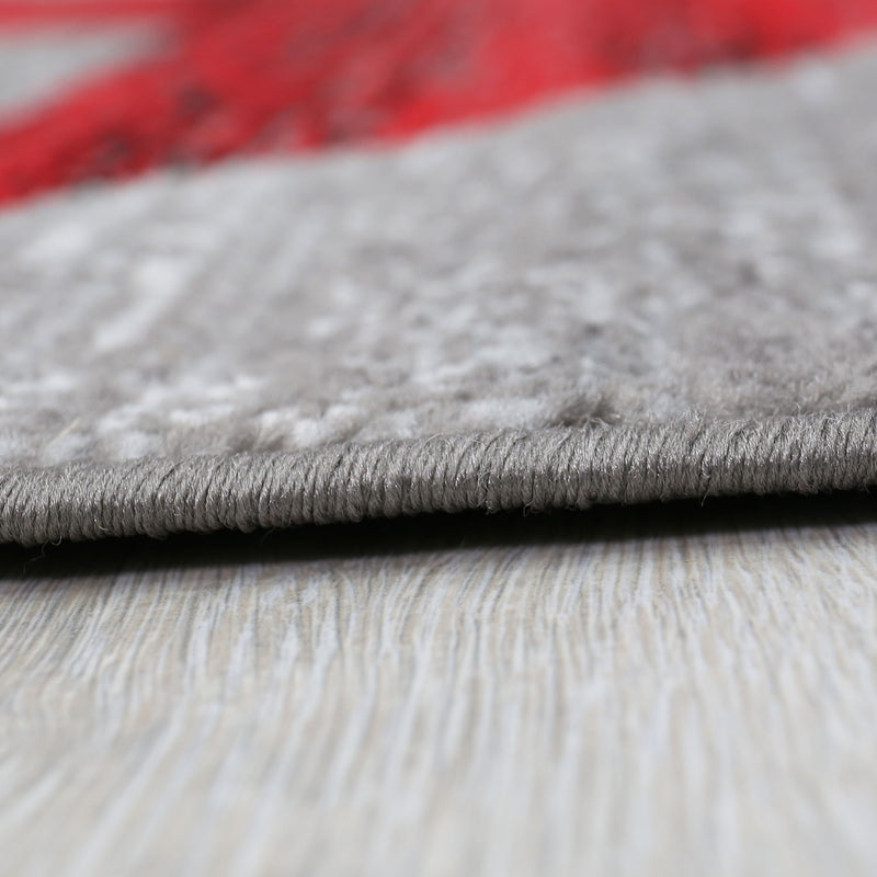 Red trendy short-pile rug, star pattern, youth room, grey, easy to clean-zoom-