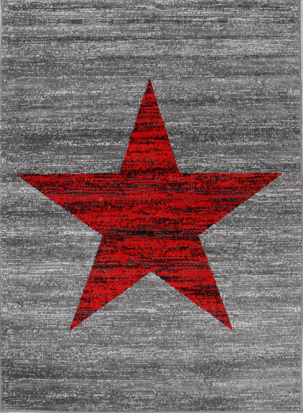 Red trendy short-pile rug, star pattern, youth room, grey, easy to clean