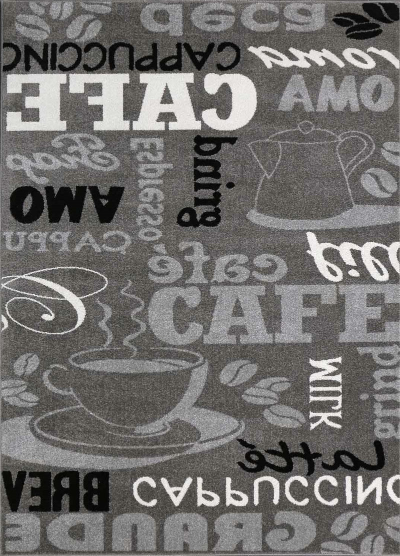 Kitchen rug grey trendy coffee rug, carpet runner coffee pattern runner-zoom-