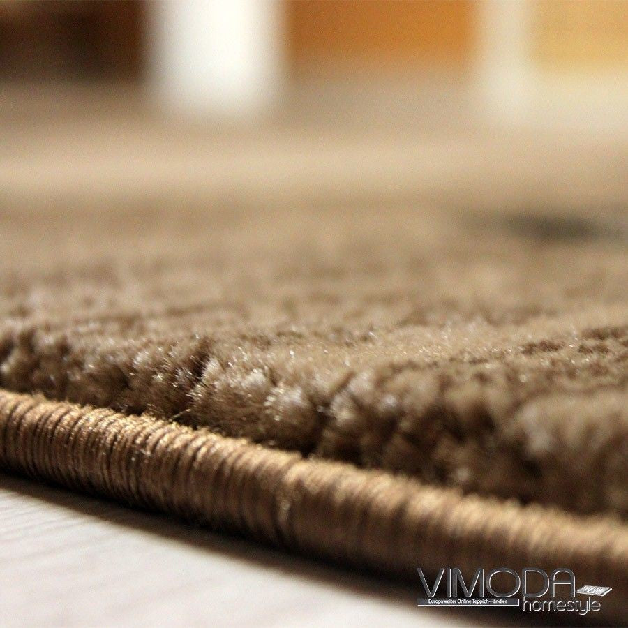 Designer living room rug, brown and beige checkered retro with geometric motifs and color gradient-zoom-3