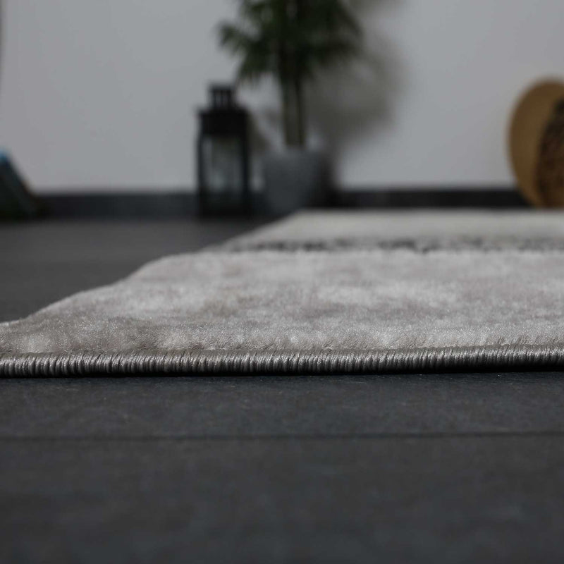 Short-pile rug, modern checkered marble pattern mottled in grey, black and white, for living room, bedroom, children's room-zoom-