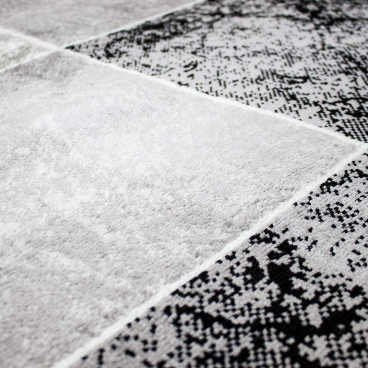 Short-pile rug, modern checkered marble pattern mottled in grey, black and white, for living room, bedroom, children's room-zoom-3
