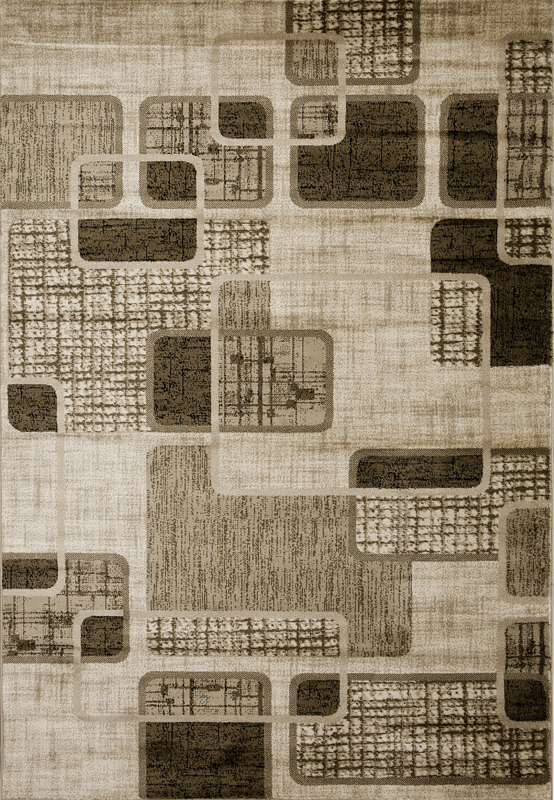 Short-pile rug, modern checkered retro geometric pattern, mottled brown beige, for living room, bedroom-zoom-