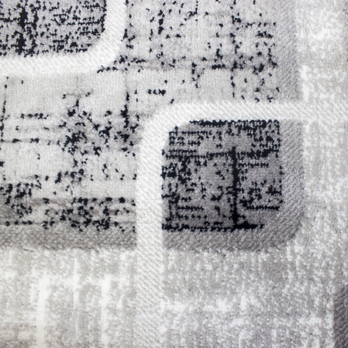 Short-pile rug, modern checkered retro geometric pattern, mottled grey, for living room, bedroom-zoom-2