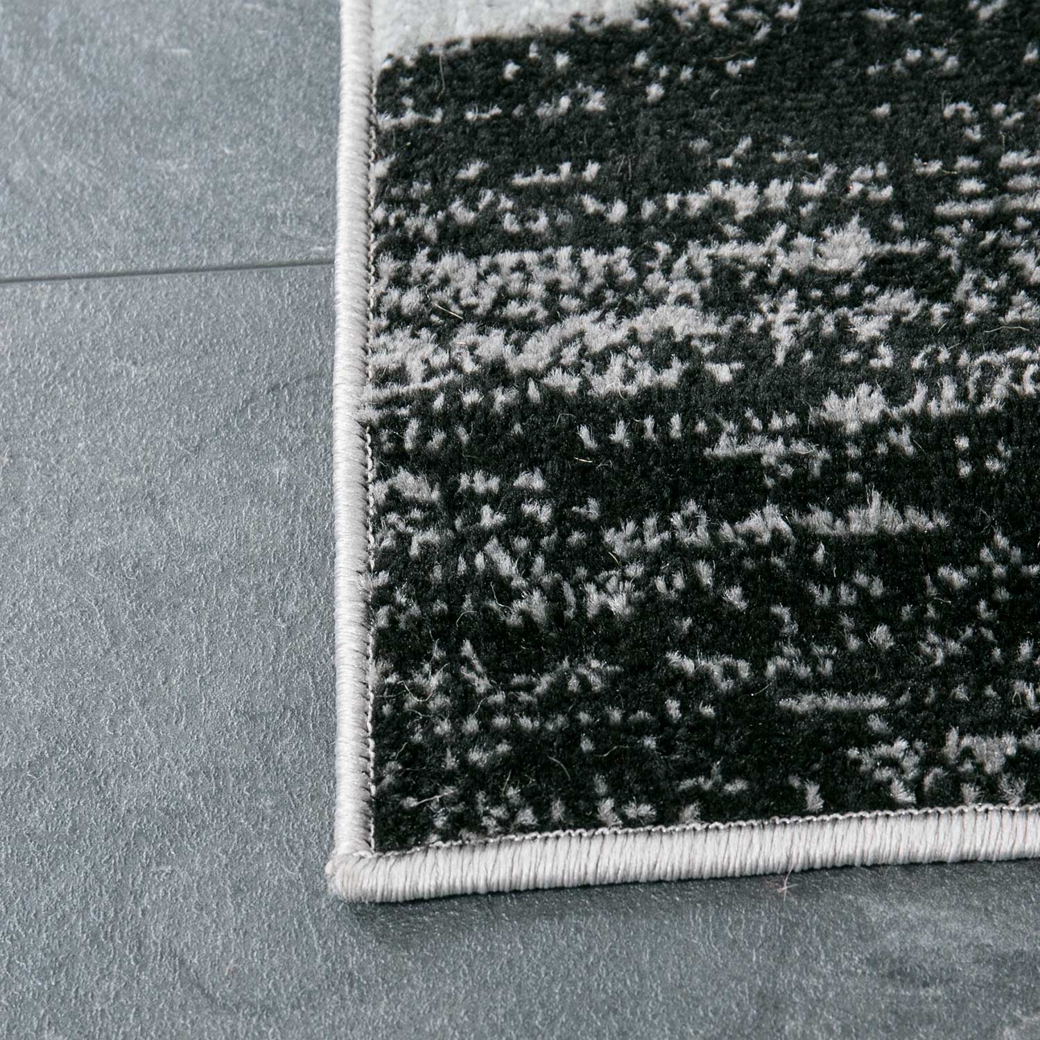 Geometric patterned rug in green, grey, white, and black, short pile, for living room-zoom-4