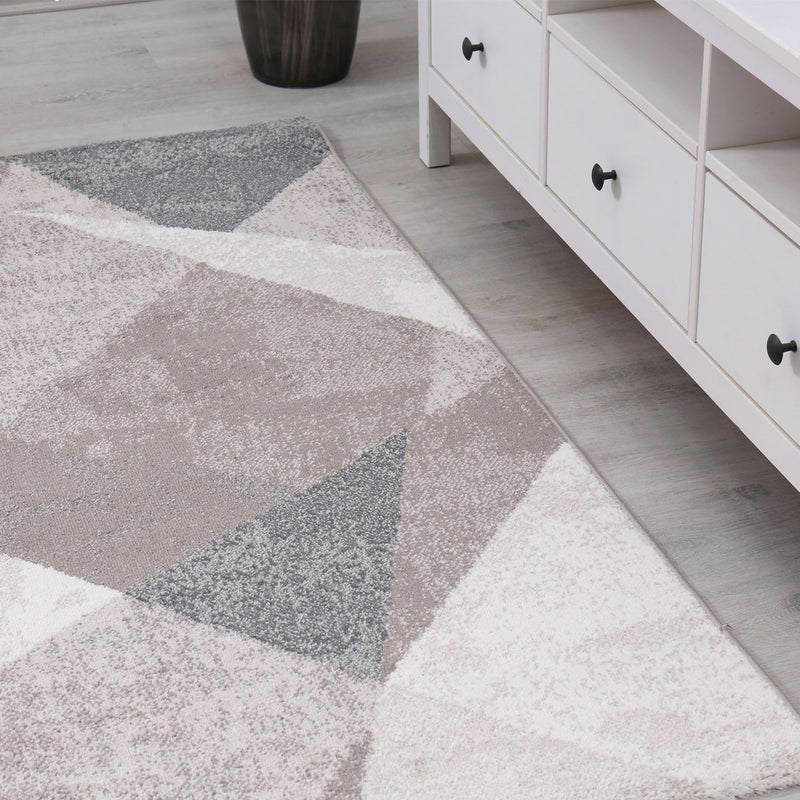 Rug with geometric patterns, marble look, modern grey and beige melange-zoom-