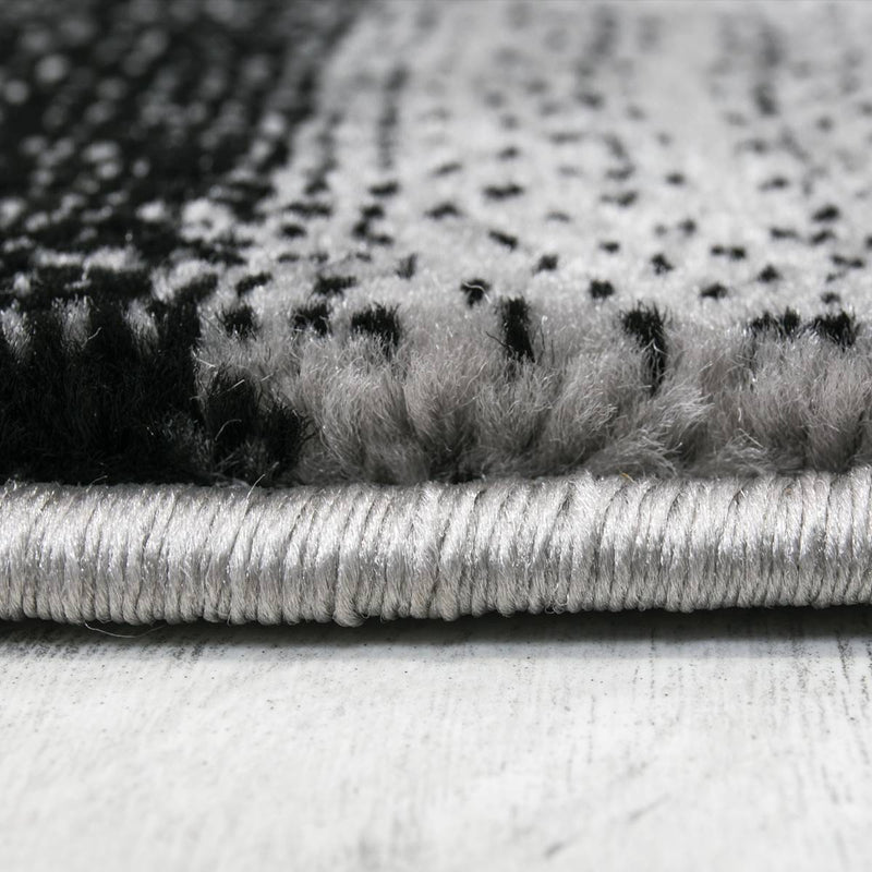 Designer living room rug, grey tile look with color gradient and contour cut-zoom-